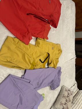 FIGS Scrub Top & Pant Sets - Red, Mustard, Lavender